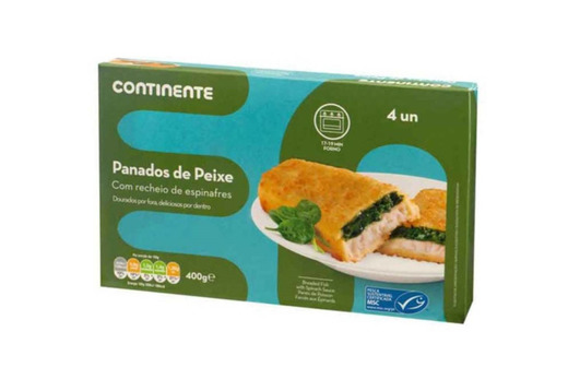 Filetes de Peixe Panado com espinafres