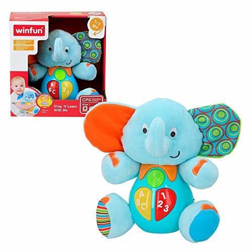 winfun - Peluche Elefante para bebés que habla y luces de colores,