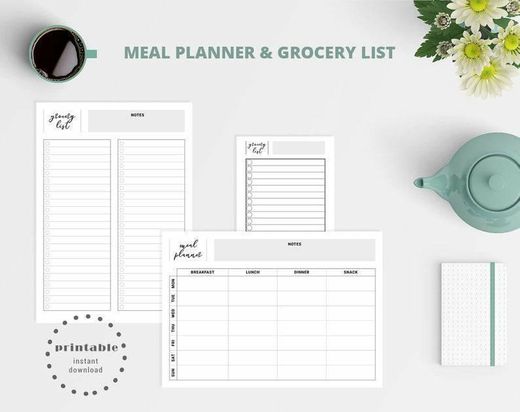 Meal planner and grocery list