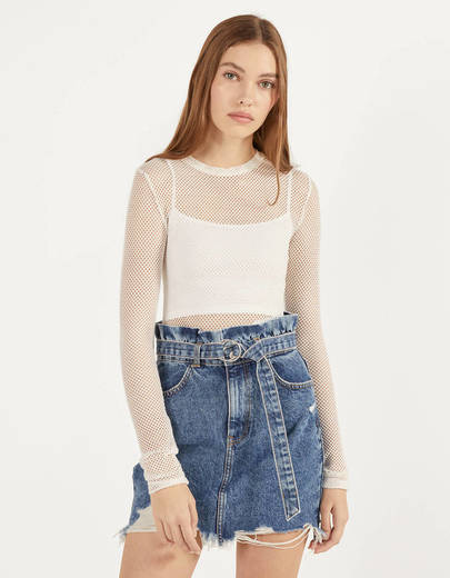 bershka-saia denim com cinto