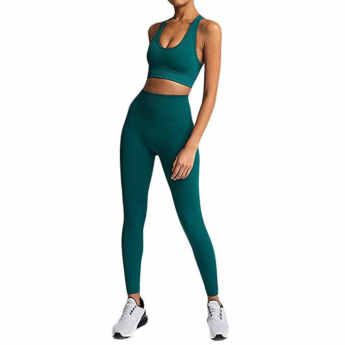 Moda Luiyy® Conjunto Ropa Deportiva Mujer Conjuntos de Sujetador Crop Top y Pantalon