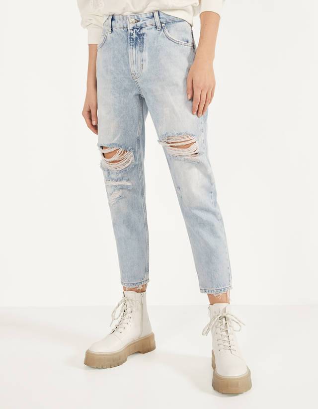 Product Slim fit jeans with paint detail Bershka