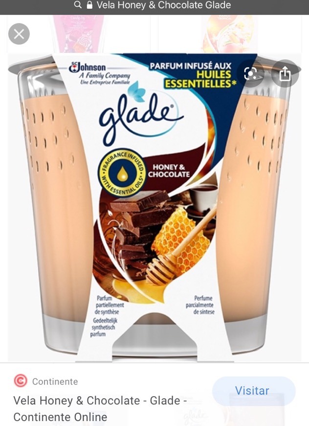 Productos Vela Honey & Chocolate Glade
