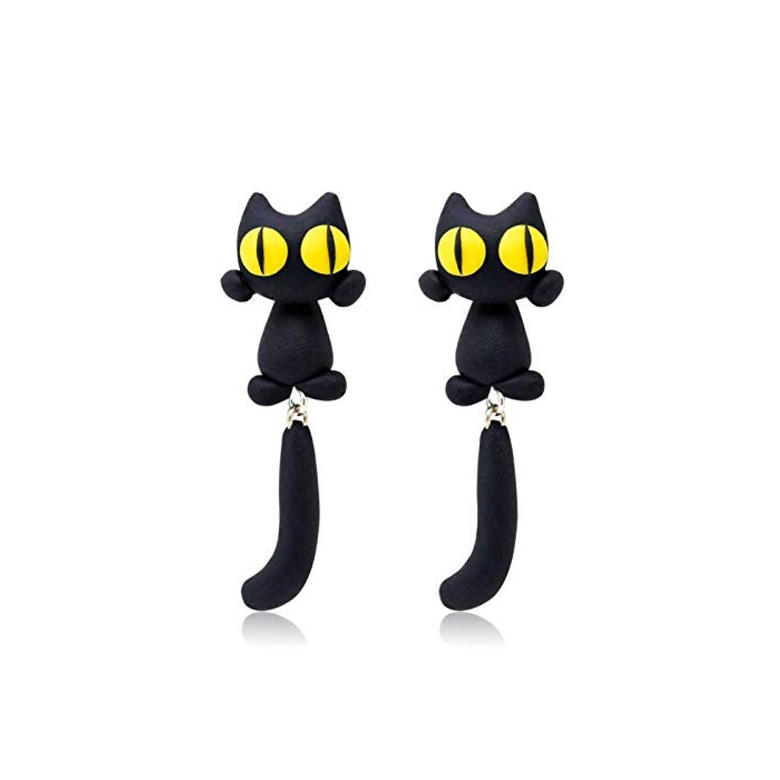 Social ZNXHNDSH 30 Marca arcilla del polímero de los ojos de gato amarillos del perno prisionero animal de la historieta pendientes pendientes for las mujeres de la muchacha de la joyería del oído Brincos