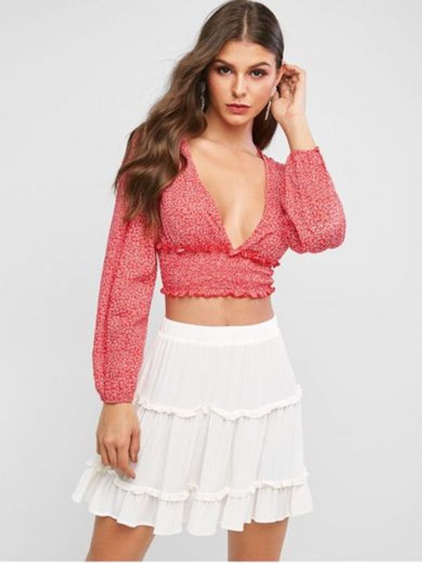 Social ZAFUL Vestido para mujer con volantes ahumados