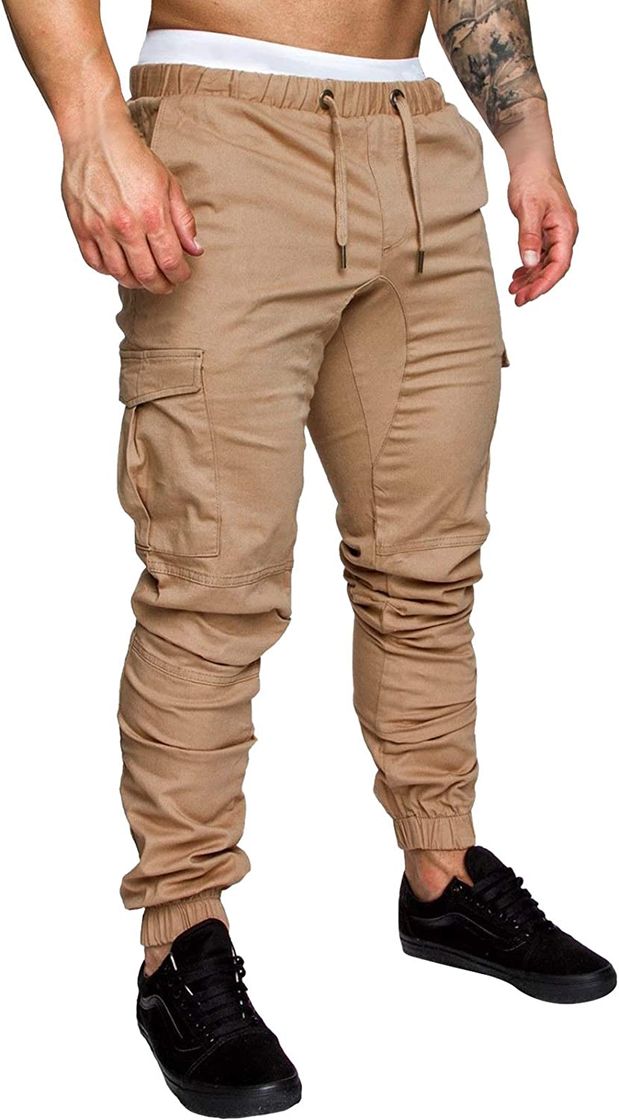 Social FGFD Pantalones de Hombre Jogger Deportivos Pantalón Cargo Casuales Chino de Algodón