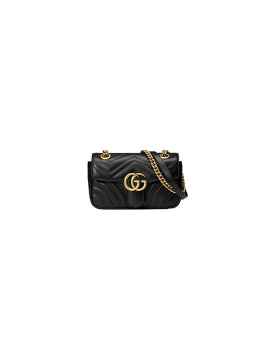 Black Leather GG Marmont Small Matelassé Shoulder Bag With ...