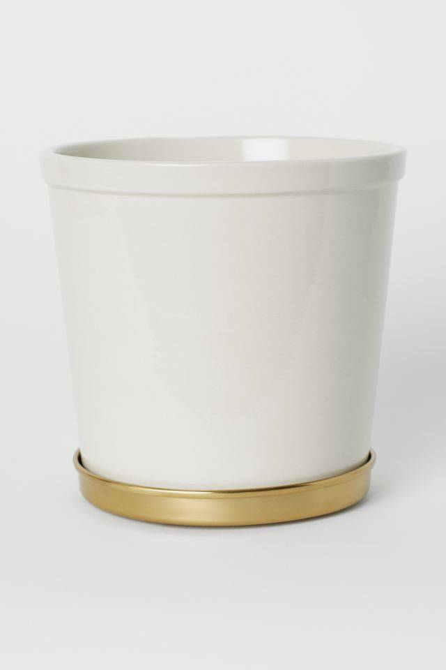 Products Vaso com prato metal dourado 