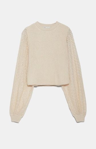 Sweater combinada de malha
