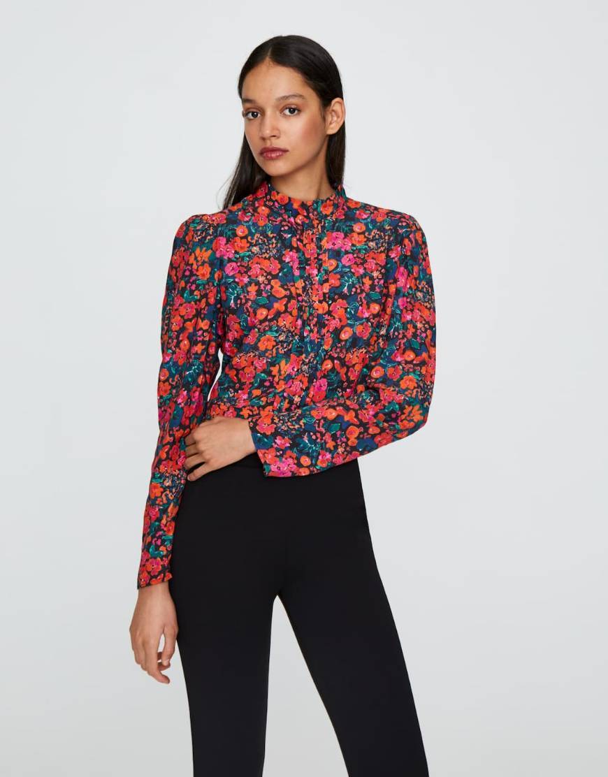 Product Blusa com gola perkins e estampado floral

