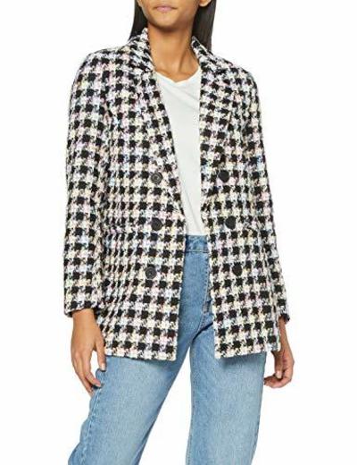 New Look Pastel Check Boucle 6058514 Chaqueta, Negro