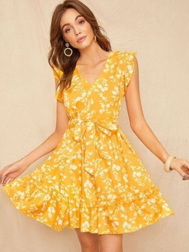 Vestido floral amarillo