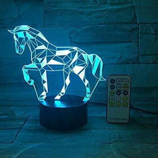 Lâmpada LED com efeito 3D Cavalo