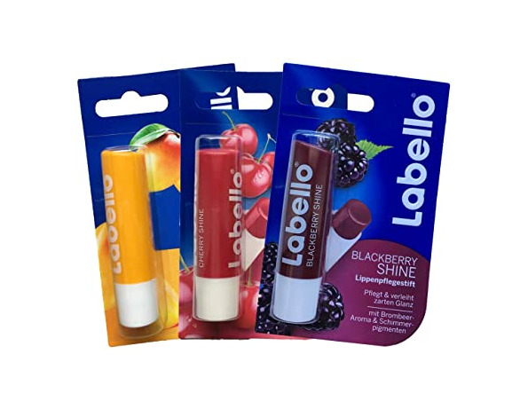 Beauty Labello Cherry Shine, Bálsamo Labial con Sabor a Cereza, pack de 6