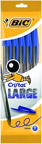 BIC Cristal - Blíster de 5 unidades, large bolígrafos punta ancha