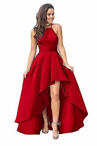 Women's High Low Prom Dresses 2019 Pockets Long Evening Gowns