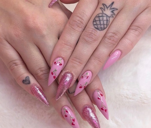 Pink Cherry Nails 