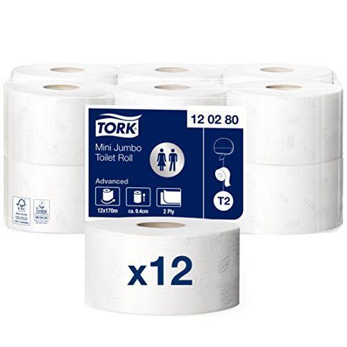 Tork 120280 Rollos de papel hihiénico mini Jumbo Advanced de 2 capas