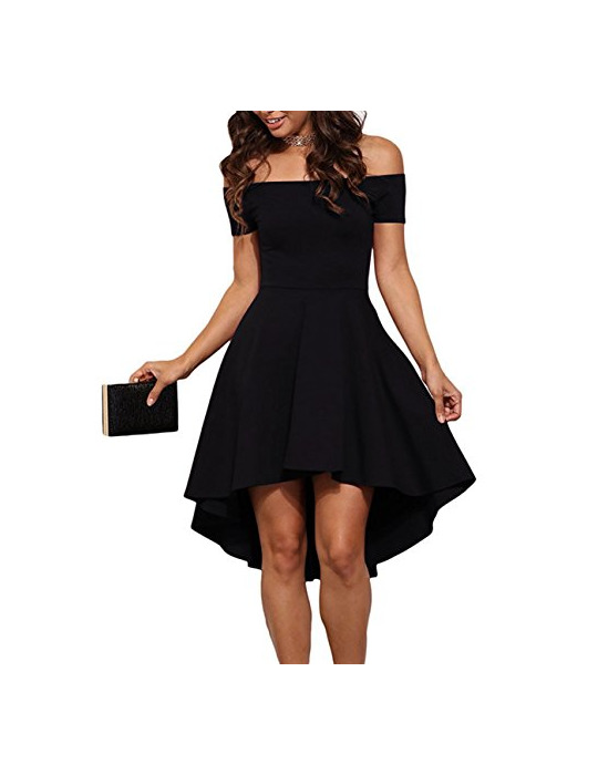 Fashion Twippo Sexy Vestido Corto Largo Skater Moderno Sin Hombros