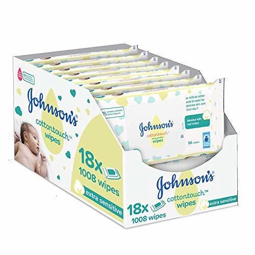 Johnson's Baby CottonTouch  Toallitas con Algodón Auténtico - 18 packs de
