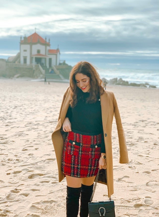 Fashion Tweed red skirt 