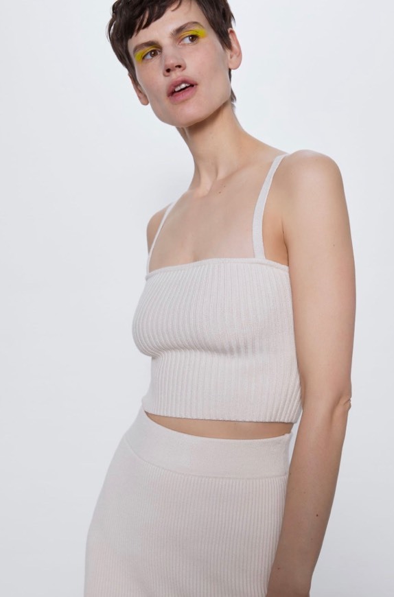 Top Cropped malha canelada
