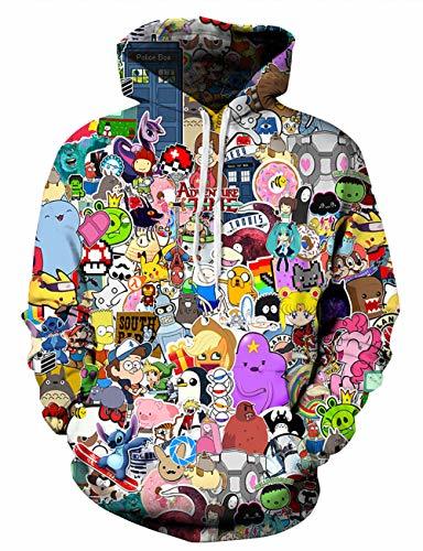 Moda Hombre Sudadera 3D Estampado Manga Otoño Hoodie Invierno Sudadera con Capucha