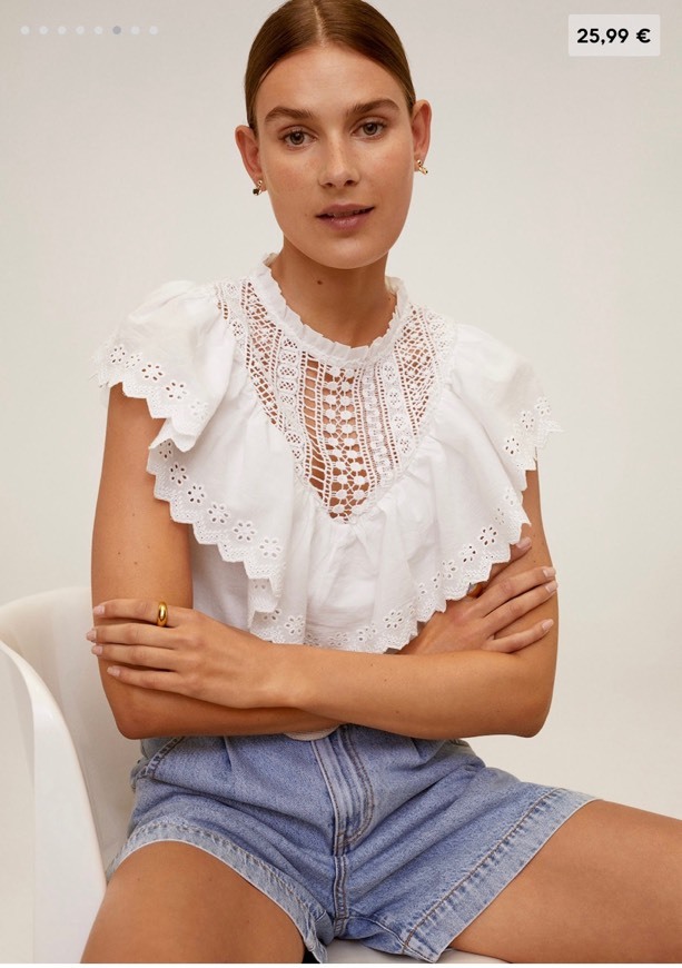 Social Top cropped com folho - Mulher | Mango Portugal