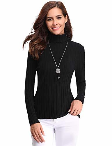 Moda Aibrou Suéter de Cuello Alto para Mujer