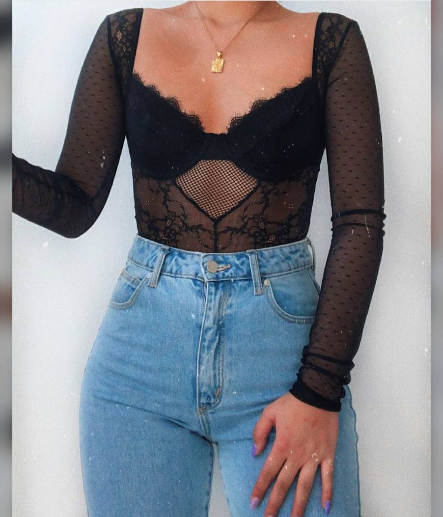 Fashion transparent black body with blue jeans