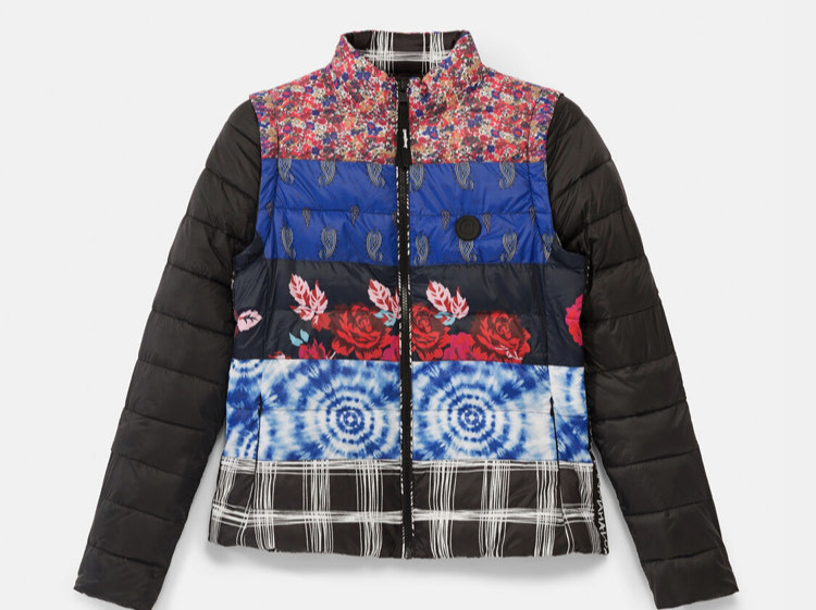 Casaco eco-friendly acolchoado patchwork de estampados - Desigual