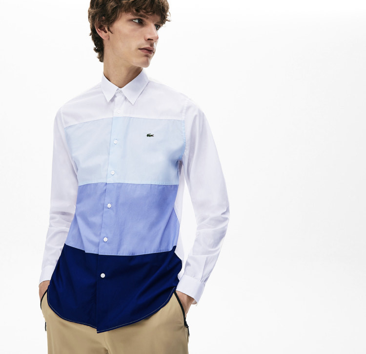 Camisa de algodão color block regular fit para homem 