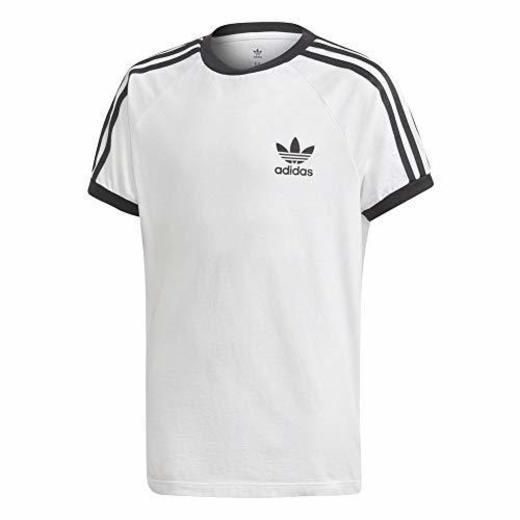 adidas 3Stripes tee Camiseta, Unisex niños, Blanco/Negro, 152