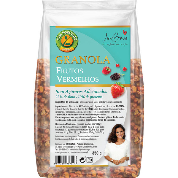 Moda Granola cem por cento-vermelhos sem açucar