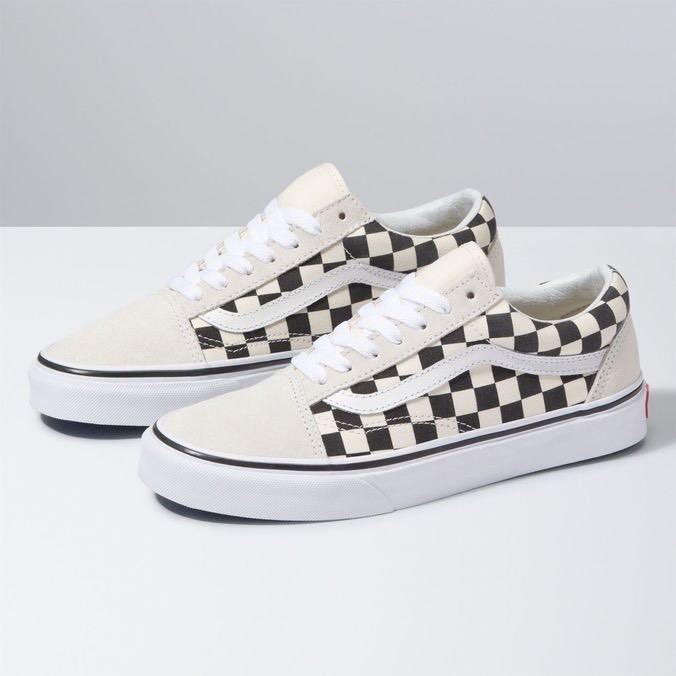 Moda Vans old skool xadrez branco