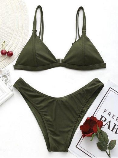 Social ZAFUL Mujer Sólido Tanga Corte Alto Bikini Conjuntos