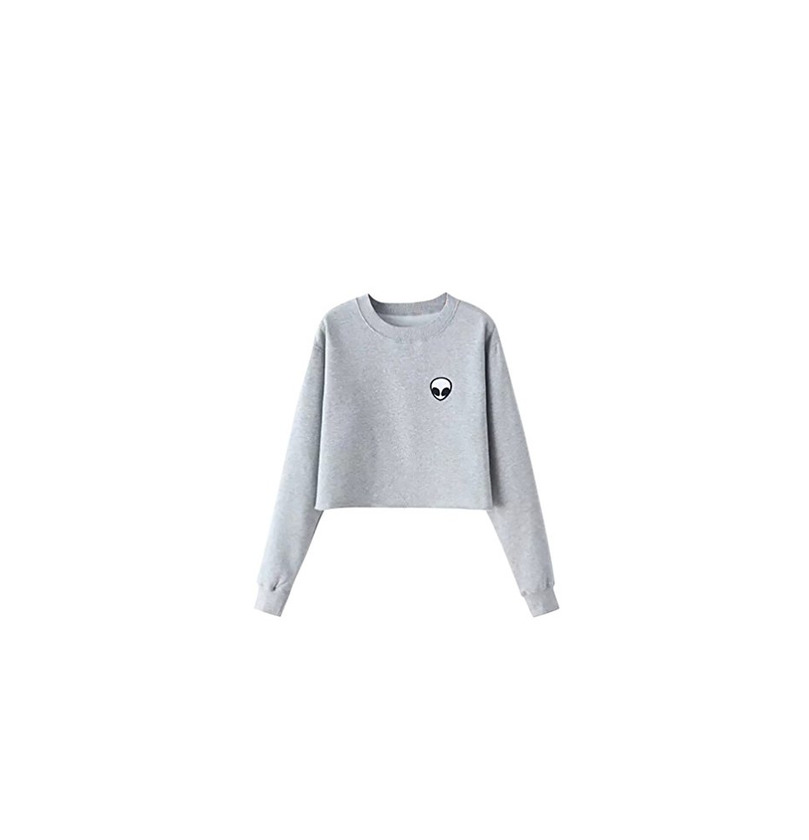 Social YouPue Mujer Manga Larga de Sudaderas Cuello Redondo Tops Color Sólido Gris