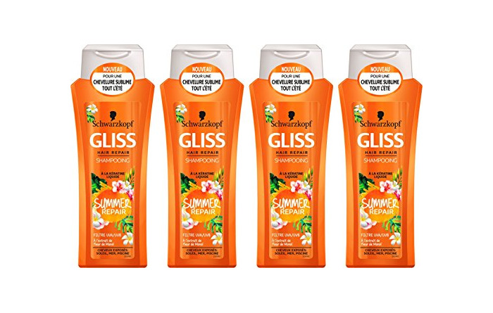 Belleza Schwarzkopf  Gliss - Champú Summer Repair - Reparación de verano - flor de monoï - FLACON 250 ml