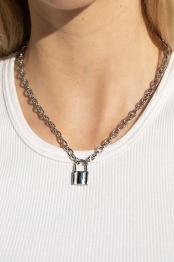 SILVER LOCK CHAIN NECKLACE