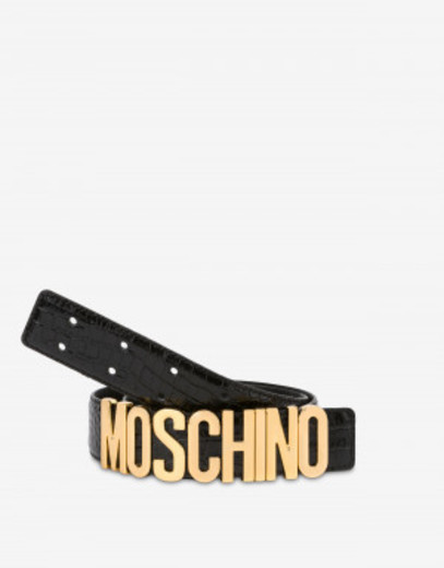 Moschino- 
CALFSKIN BELT WITH CROCODILE PRINT