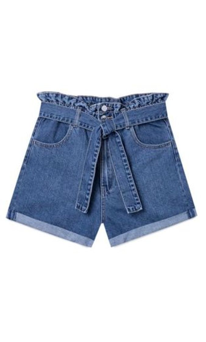 Moda Calções denim baggy