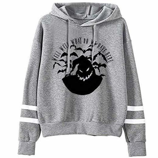 Women Halloween Print Sweatshirts Long Sleeve Drawstring Hooded Sweatshirt Tops Lady Hoodies