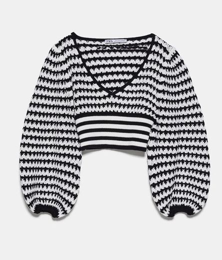 Sweater Malha cropped riscas