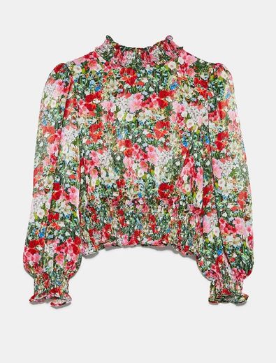 Blusa cropped estampada 