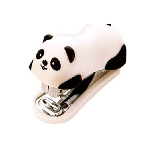 Unicoco 1 Pcs Grapadora Diseño de Oso Panda Tamaño Pequeño Mini Oficina