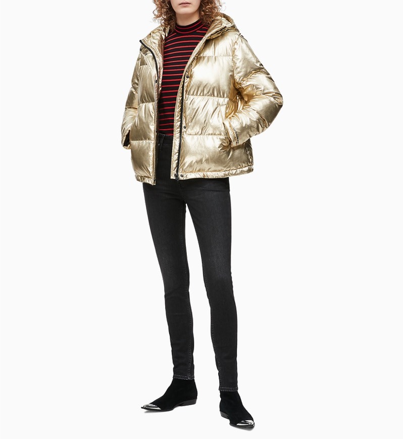 Fashion Gold metallic puffer jacket ✨