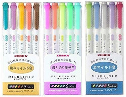 Paquete de 3 juegos de rotuladores Zebra MILDLINER WKT7-5C