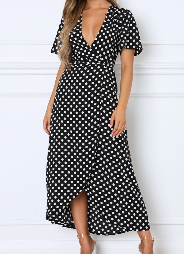 Notes On Paris Maxi Dress Black Polka Dot 