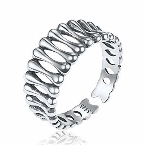 Producto ChicSilver Huesos Conectados Bone Anillo Abierto Ancho Plata de Ley 925 Estilo