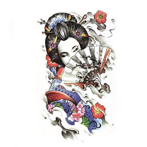 Papel Decoração Padrão DealMux Geisha Art corpo removível adesivo Decal tatuagem temporária